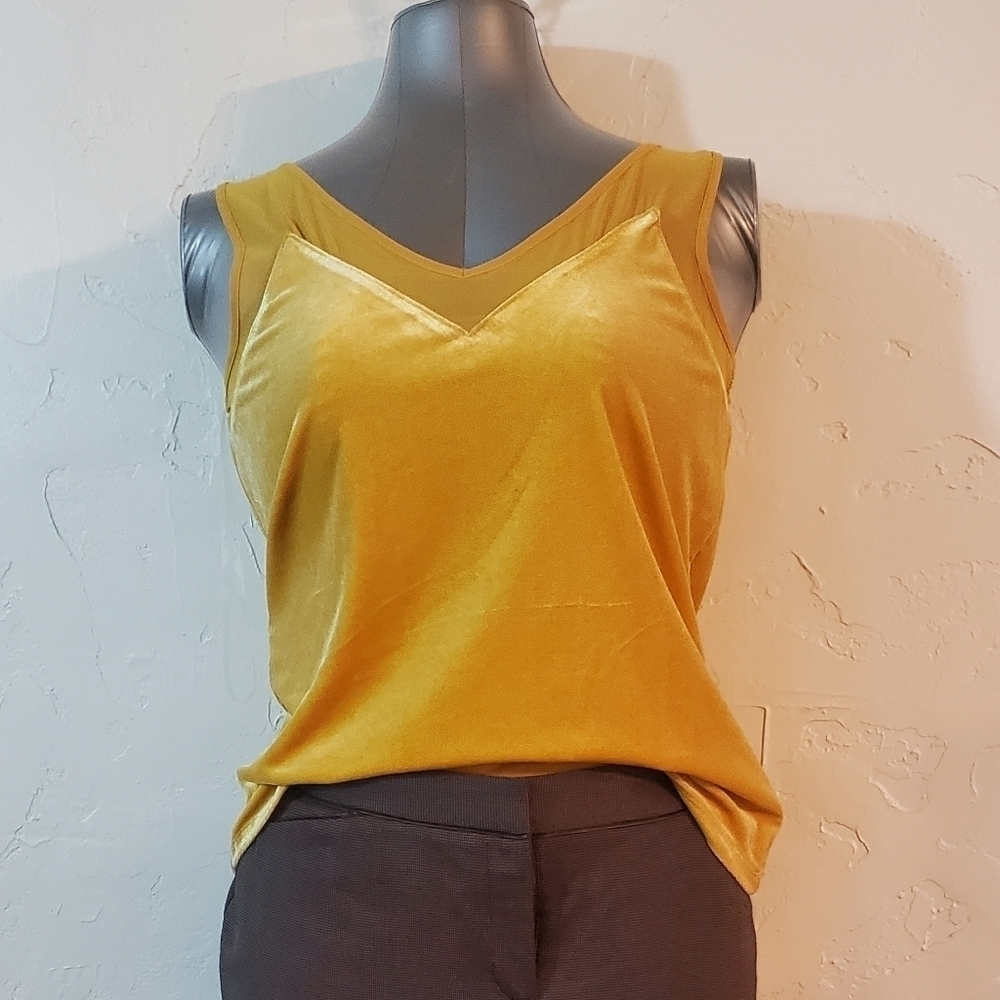 INC Gold Velour & Sheer Stretch Top - Picture 9 of 11